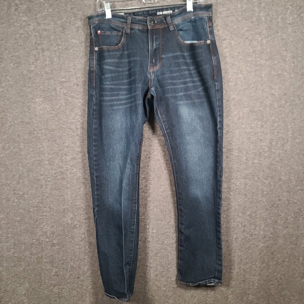 MBX Men's Jeans Slim Fit 32X32 Dark Wash 5-Pockets Stretch Comfortable